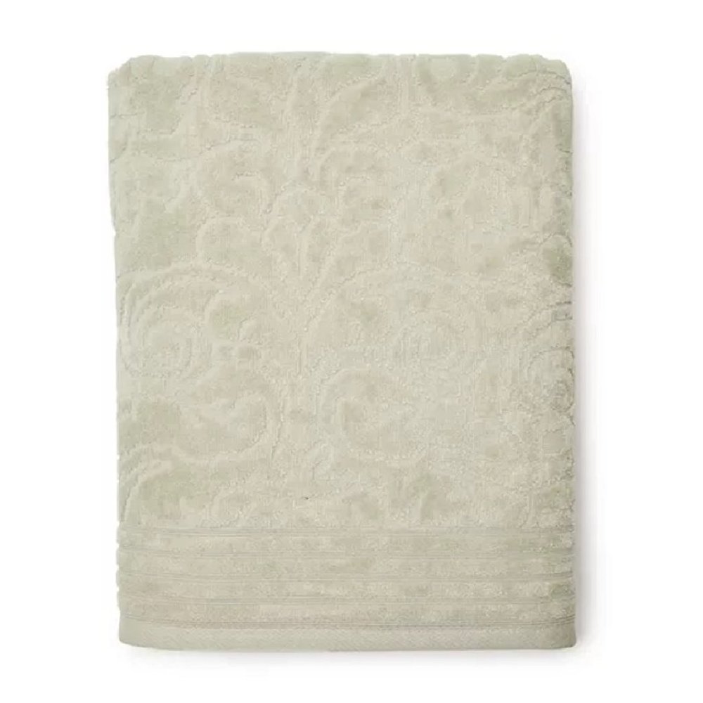 3 SAGE GREEN Broyhill Jacquard-Pattern Textured Velour Cotton Bath Towels THICK - Picture 3 of 5